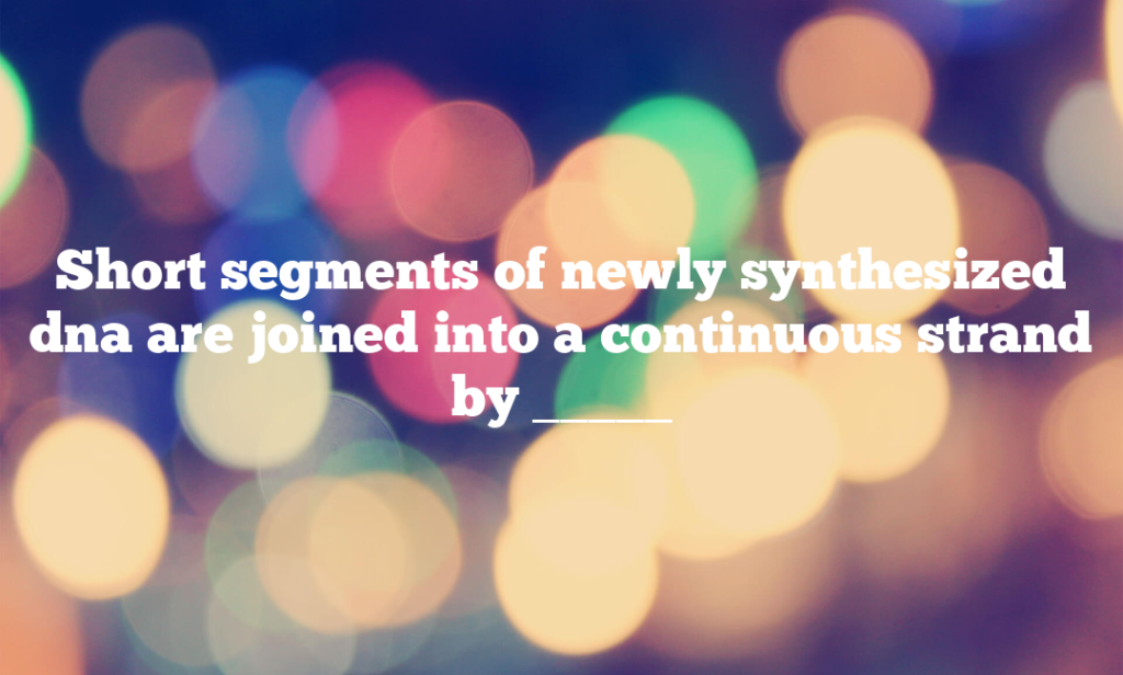 Short segments of newly synthesized dna are joined into a continuous strand by _____